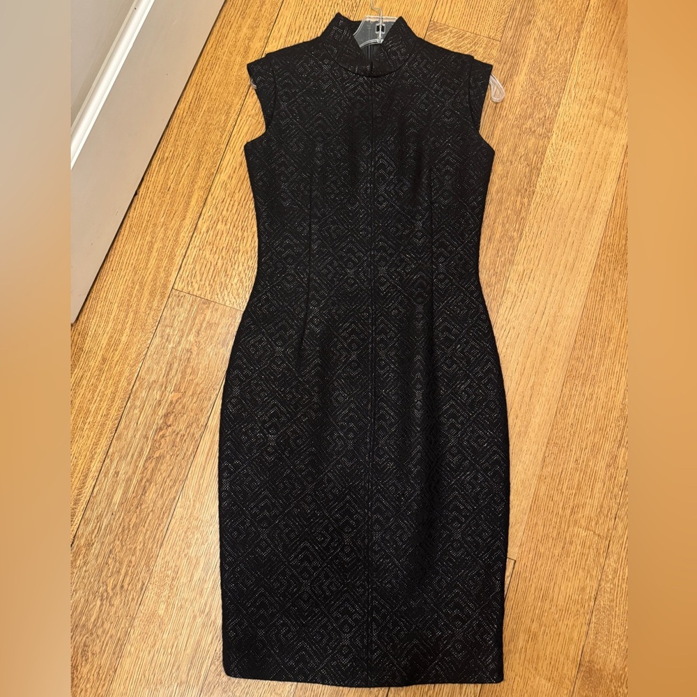 Gorgeous Shanghai Tang Silk Lined, Wool Black Midi Dress - Size 6